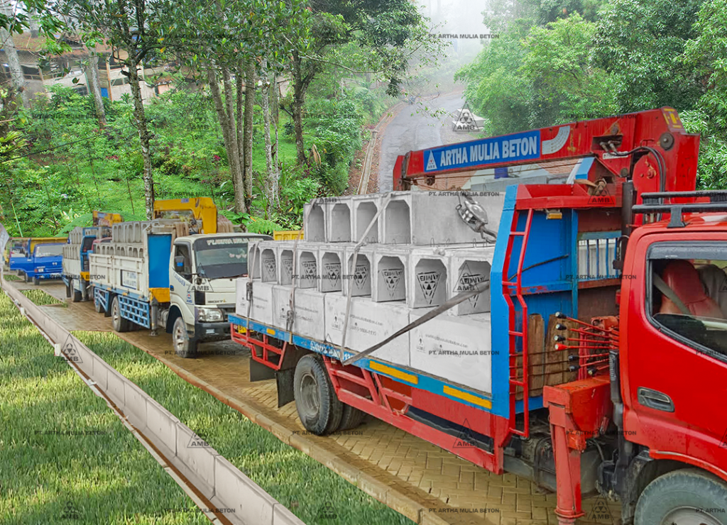 Pengiriman Produk Beton Precast PT Artha Mulia Berton